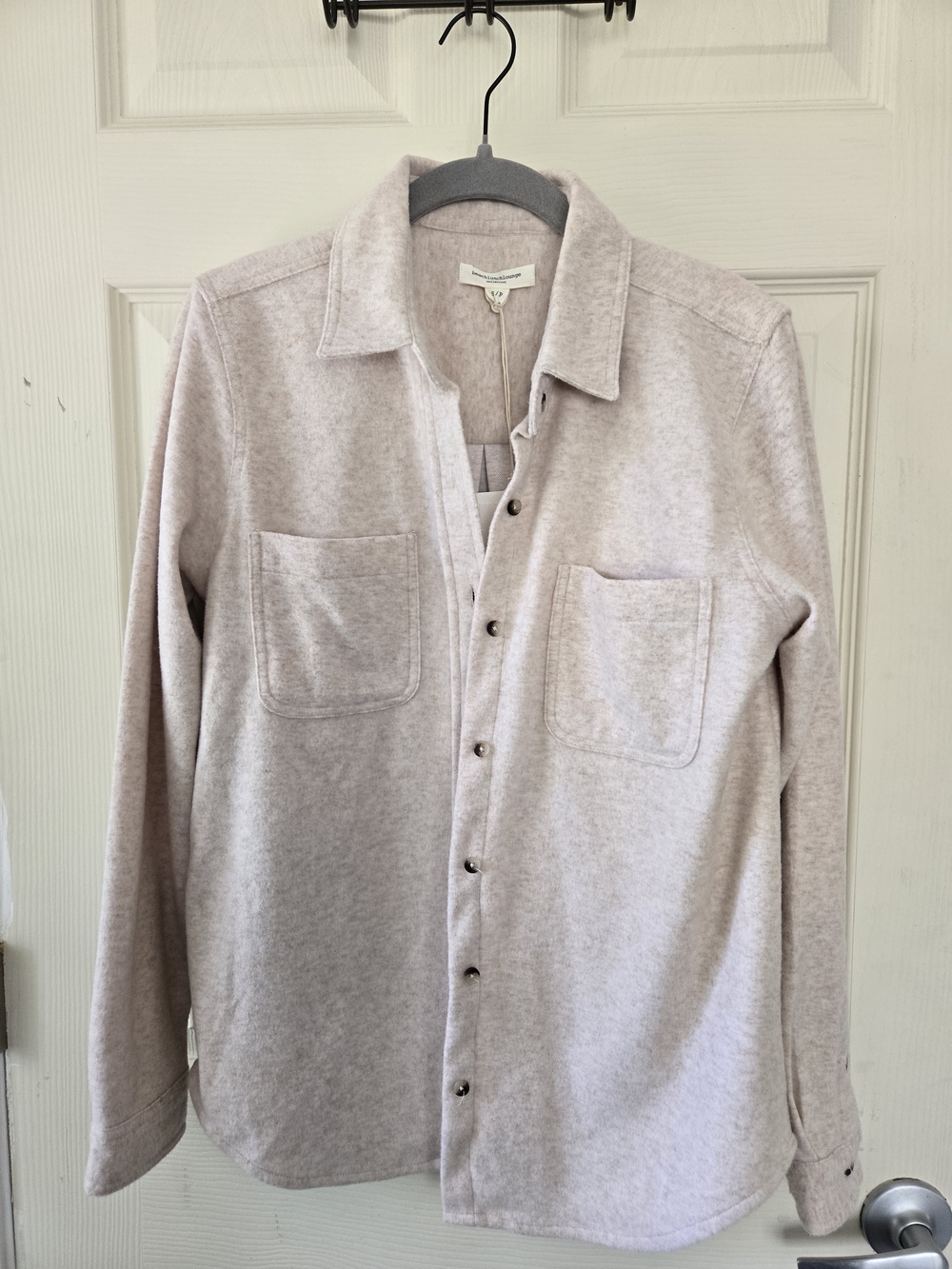 beachlunchlounge soft shacket in oatmeal